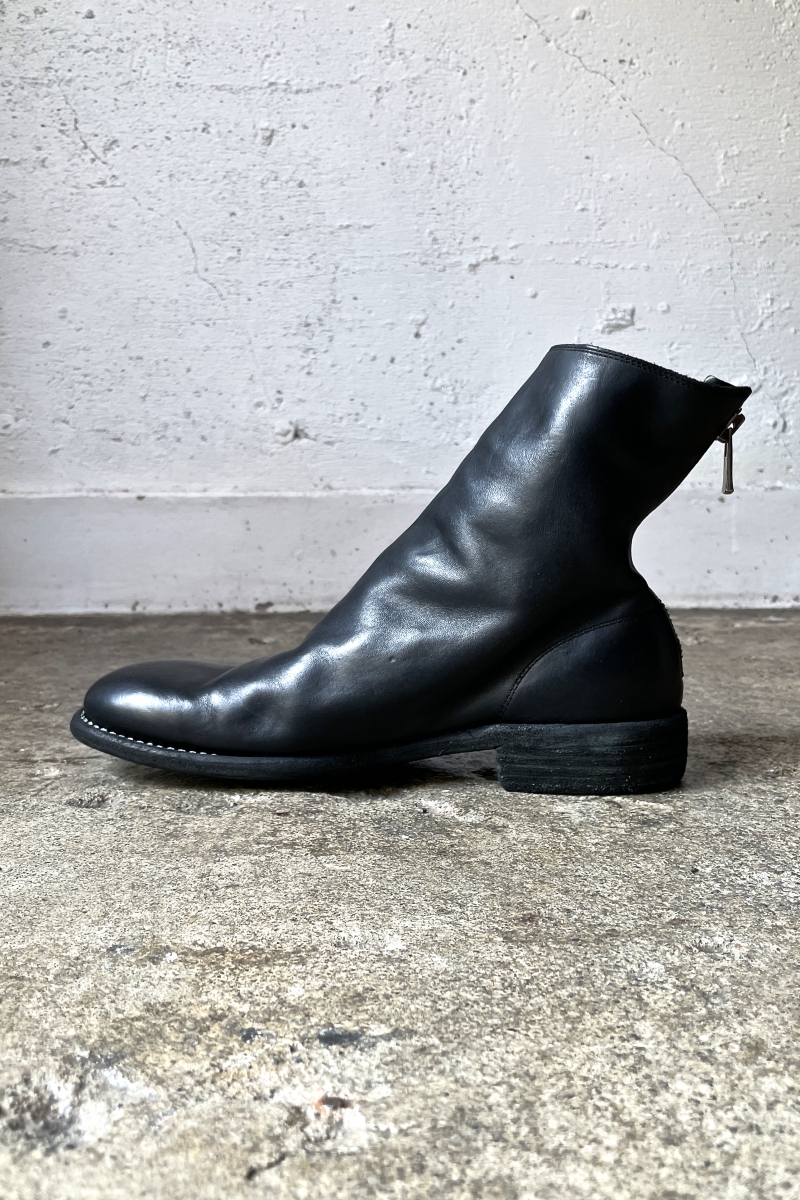 No.986. Back Zip Boot Horse Full Grain. BLKT(Black). GUIDI