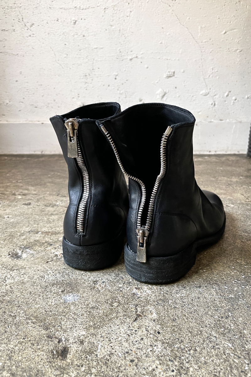 No.986. Back Zip Boot Horse Full Grain. BLKT(Black). GUIDI
