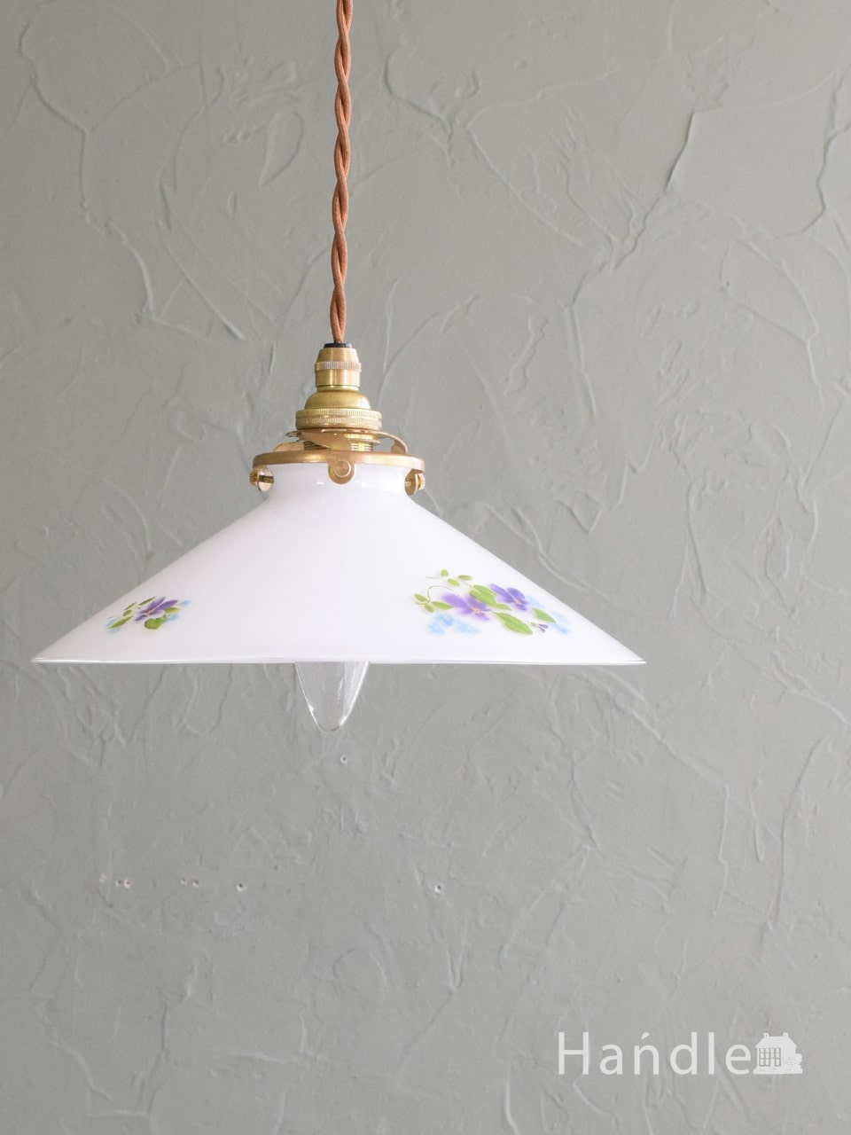 おしゃれなガラスペンダントライト、スミレの模様の照明器具(ミルク