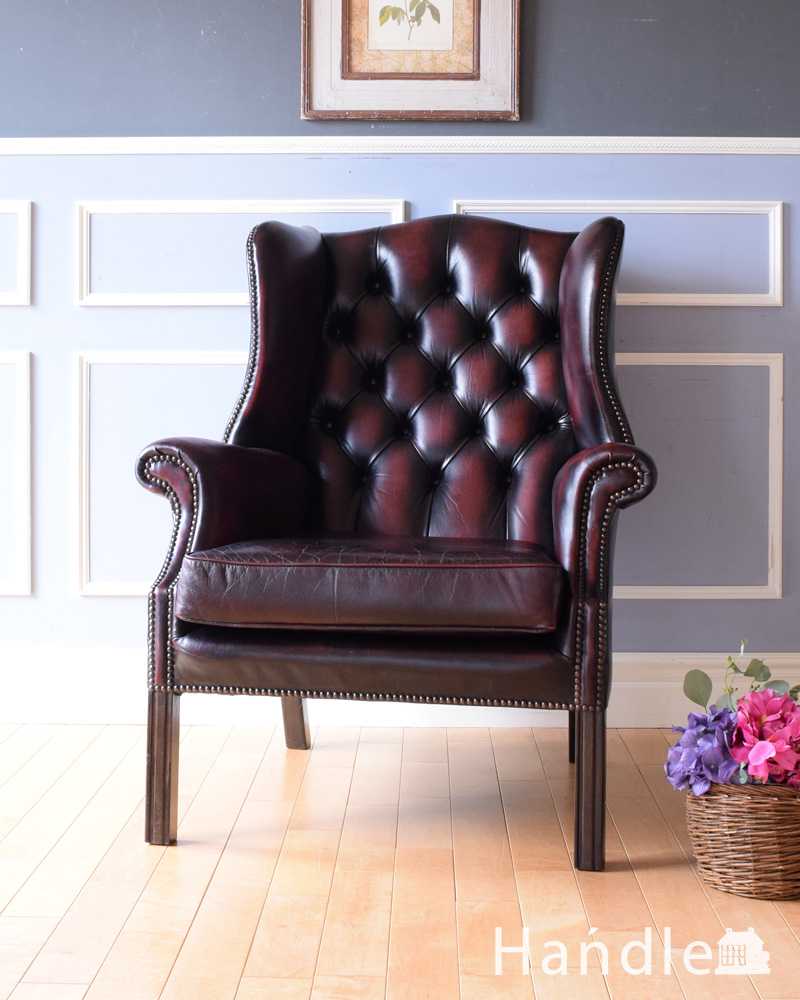 英国で見つけたアンティークチェスターフィールドのラウンジチェア(k