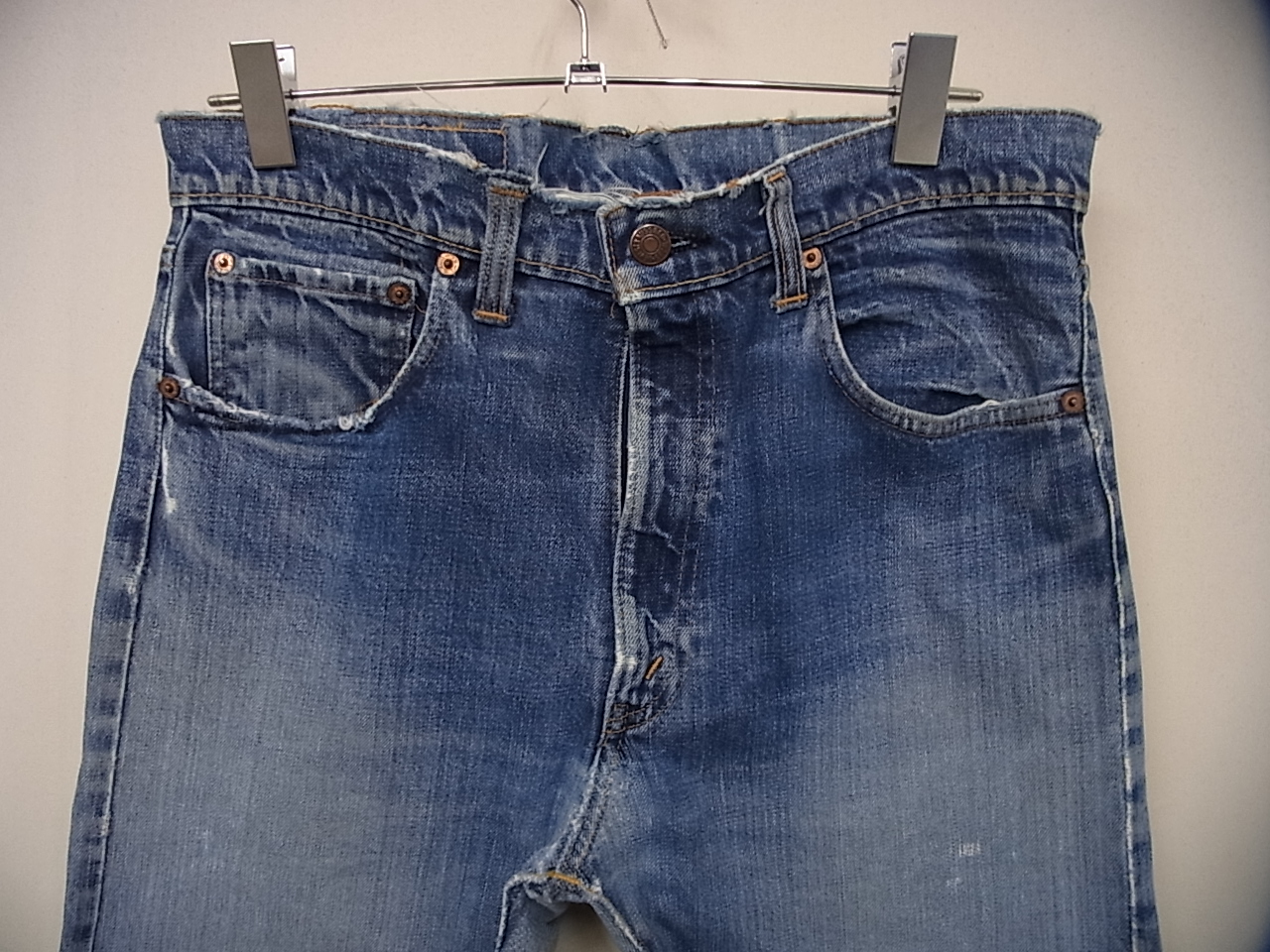 第130回（動画有）リーバイス505 66ビッグE 耳付き 腰帯の生地が逆使い