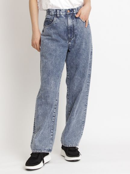 ケミカルウォッシュ/ヴィンテージウォッシュ ドレープデニムストレート