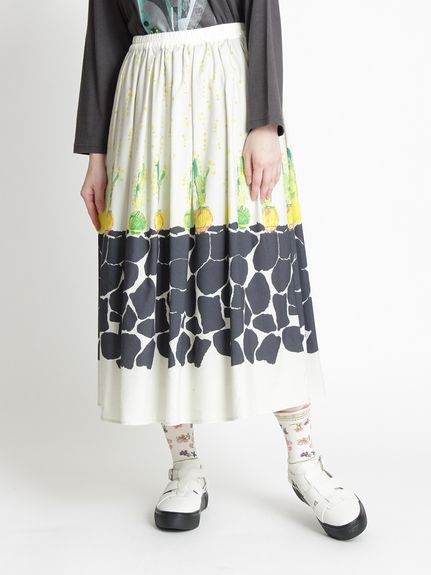 SUPER HAKKA×椎木彩子 「Turnip」/「Hyacinth」プリントタックスカート