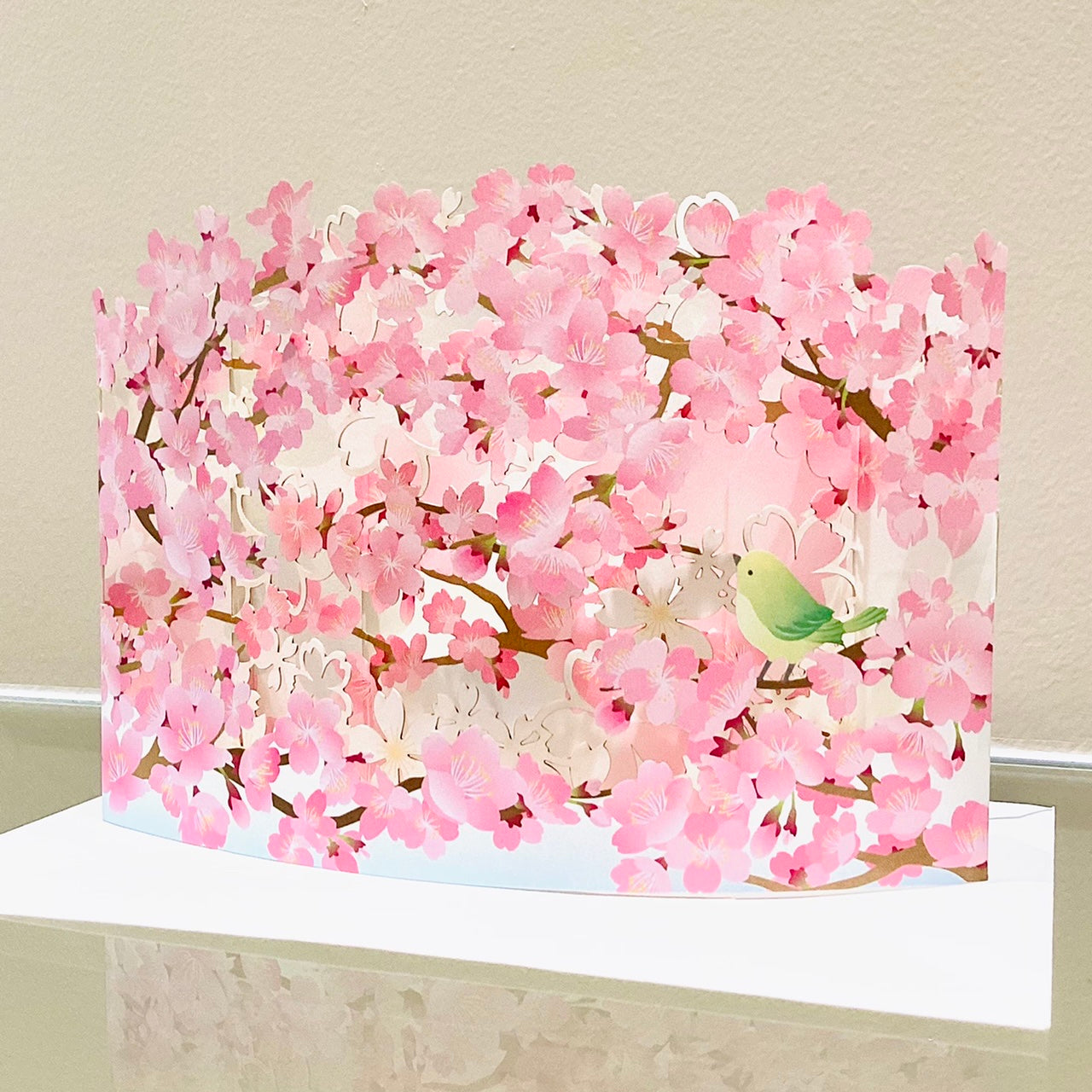カーブレーザーカット 桜とうぐいす【春柄立体グリーティングカード