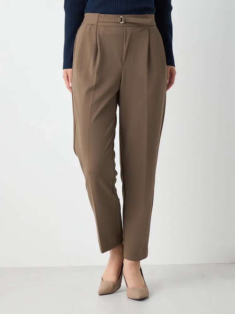 ブラウン 【即納】【パンツスーツ上下セット】ハイストレッチ