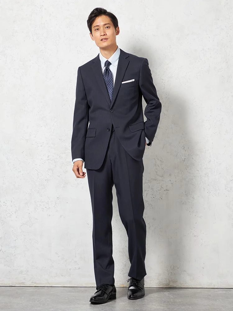 スーツ 2つボタン【WEB限定】上下ウォッシャブル シャドウストライプ