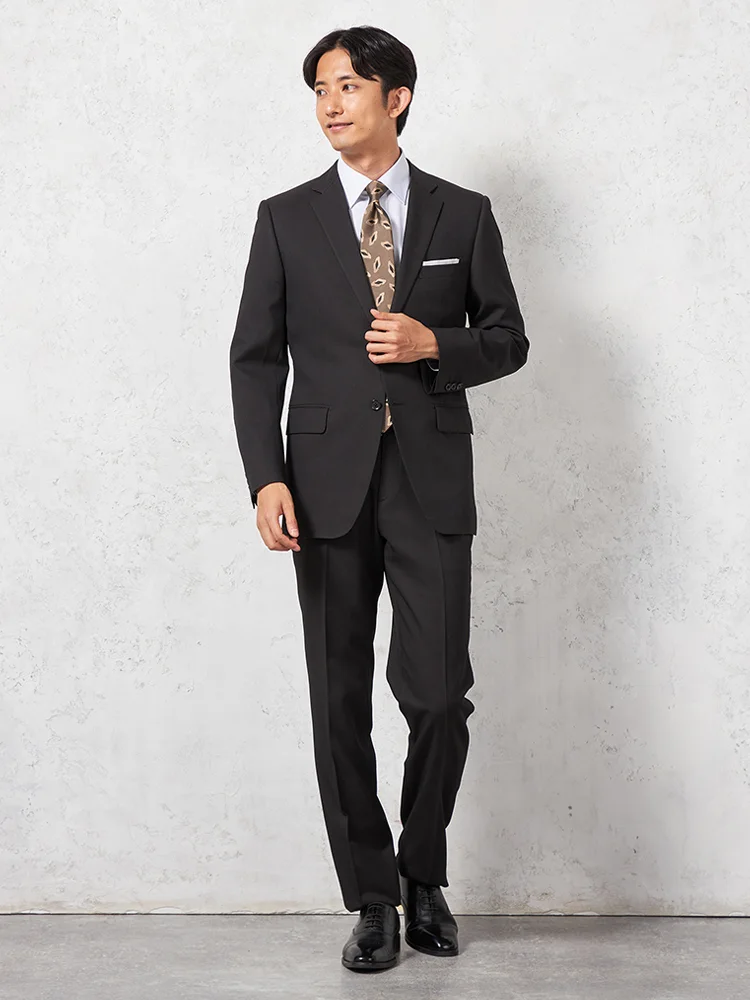 ブラック 【上下ウォッシャブル】スーツ 2つボタン ノータック