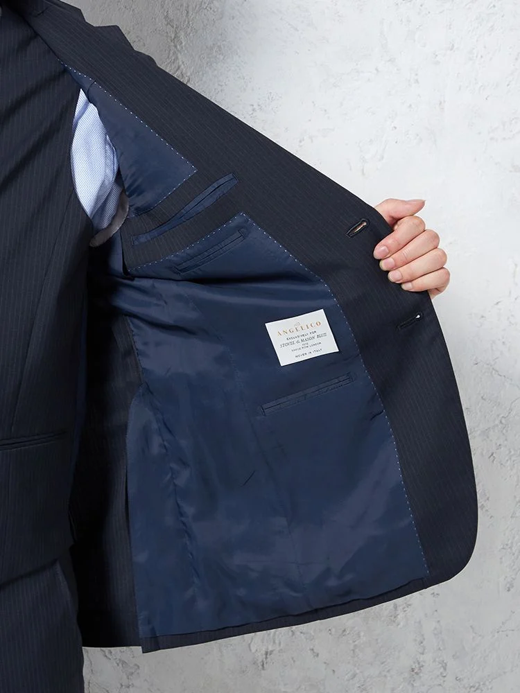 ウール100%】スリーピーススーツ 2つボタン アンジェリコ ストライプ