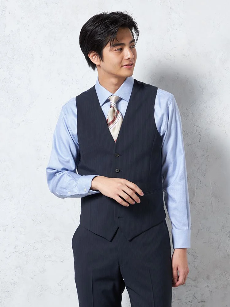 ウール100%】スリーピーススーツ 2つボタン アンジェリコ ストライプ