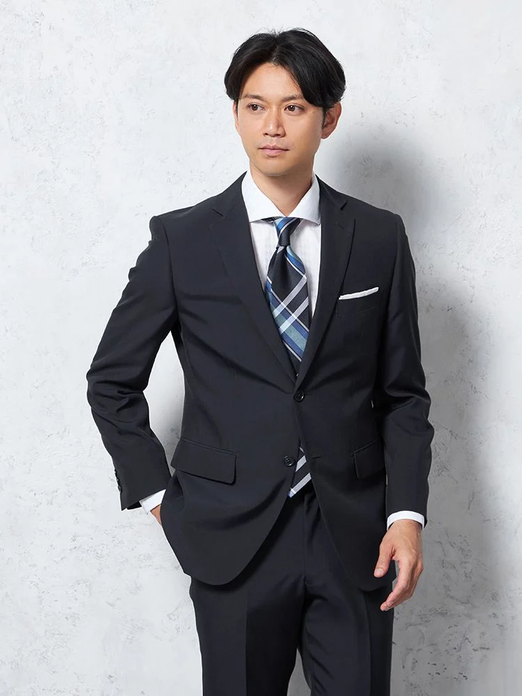 ブラック 【上下ウォッシャブル】スーツ 2つボタン イージーケア