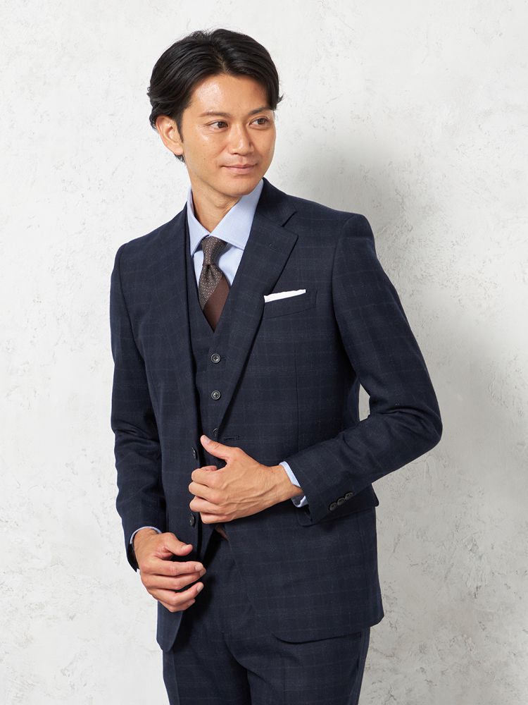 上下ウォッシャブル】スリーピーススーツ 2つボタン 軽量 ミルド