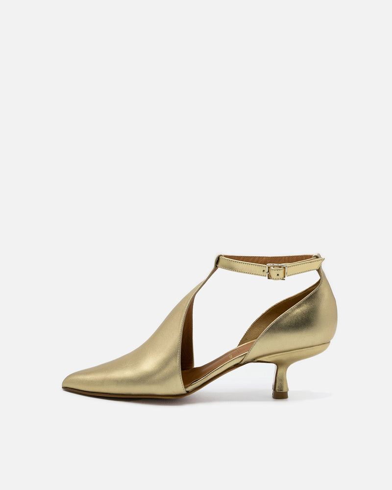 ALIX GOLD Tストラップパンプス ゴールド - HENRI EN VARGO (ヘンリ