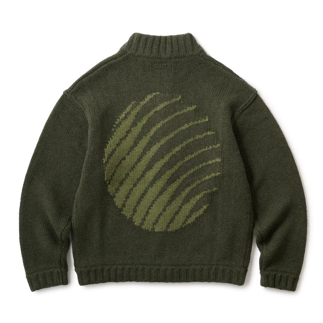 Hellrazor - Hellrazor LOGO FULL ZIP KNIT - GREEN | HEAL SKEATESHOP