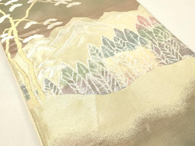 平和屋着物◎六通柄袋帯 遠山風景文 金銀糸 正絹 逸品 DABC7773ya