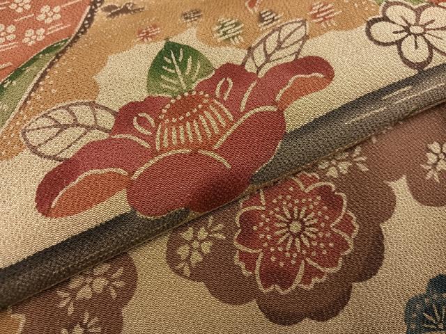 平和屋着物○西岡都巳二 紅型 訪問着 群鶴草花文 鬼