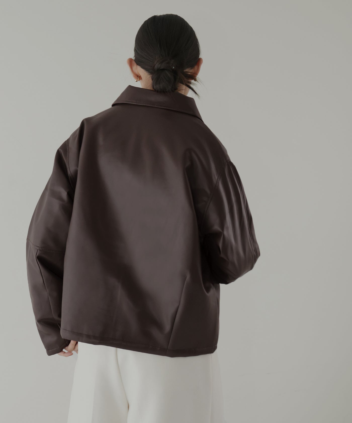 襟ボアフェイクレザー中綿ブルゾン – hellam