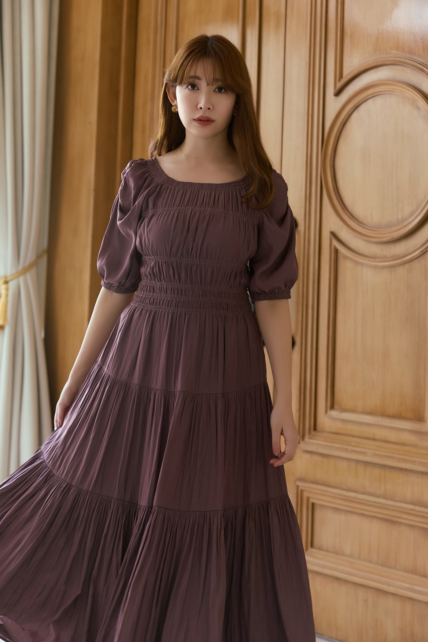 Two-Way Gathered Flare Dress