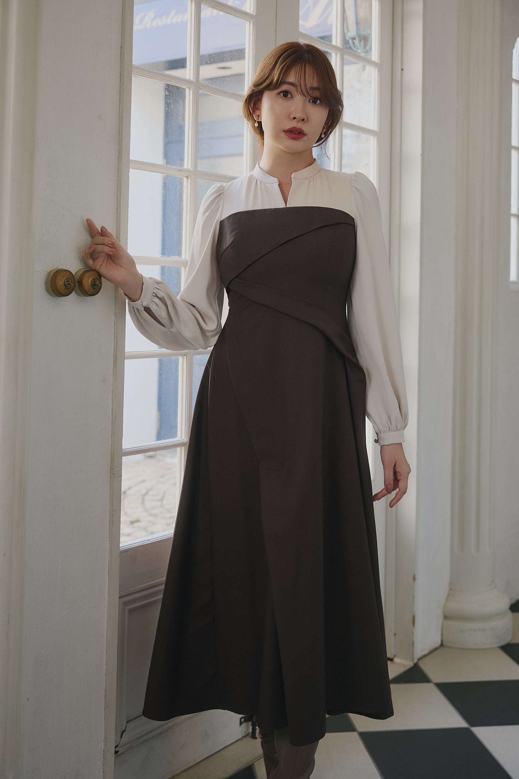 新色】Bicolor Draped Dress