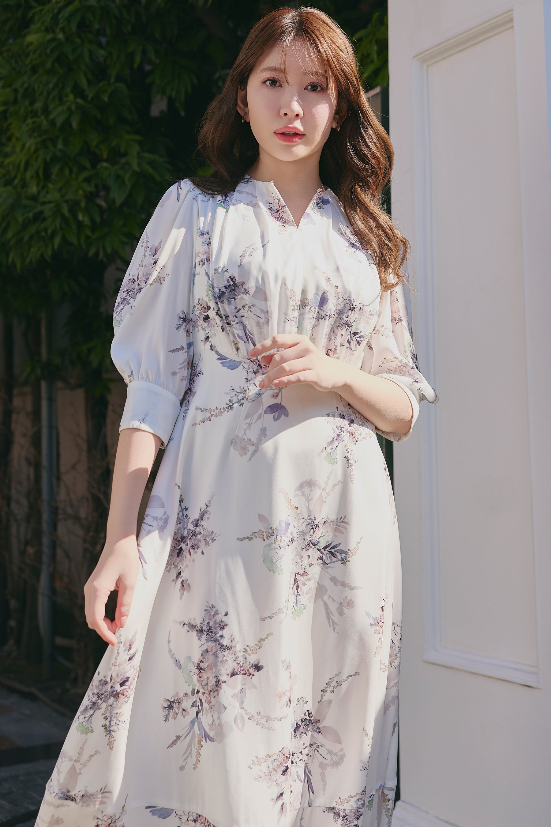 French Bouquet Puff Sleeve Dress