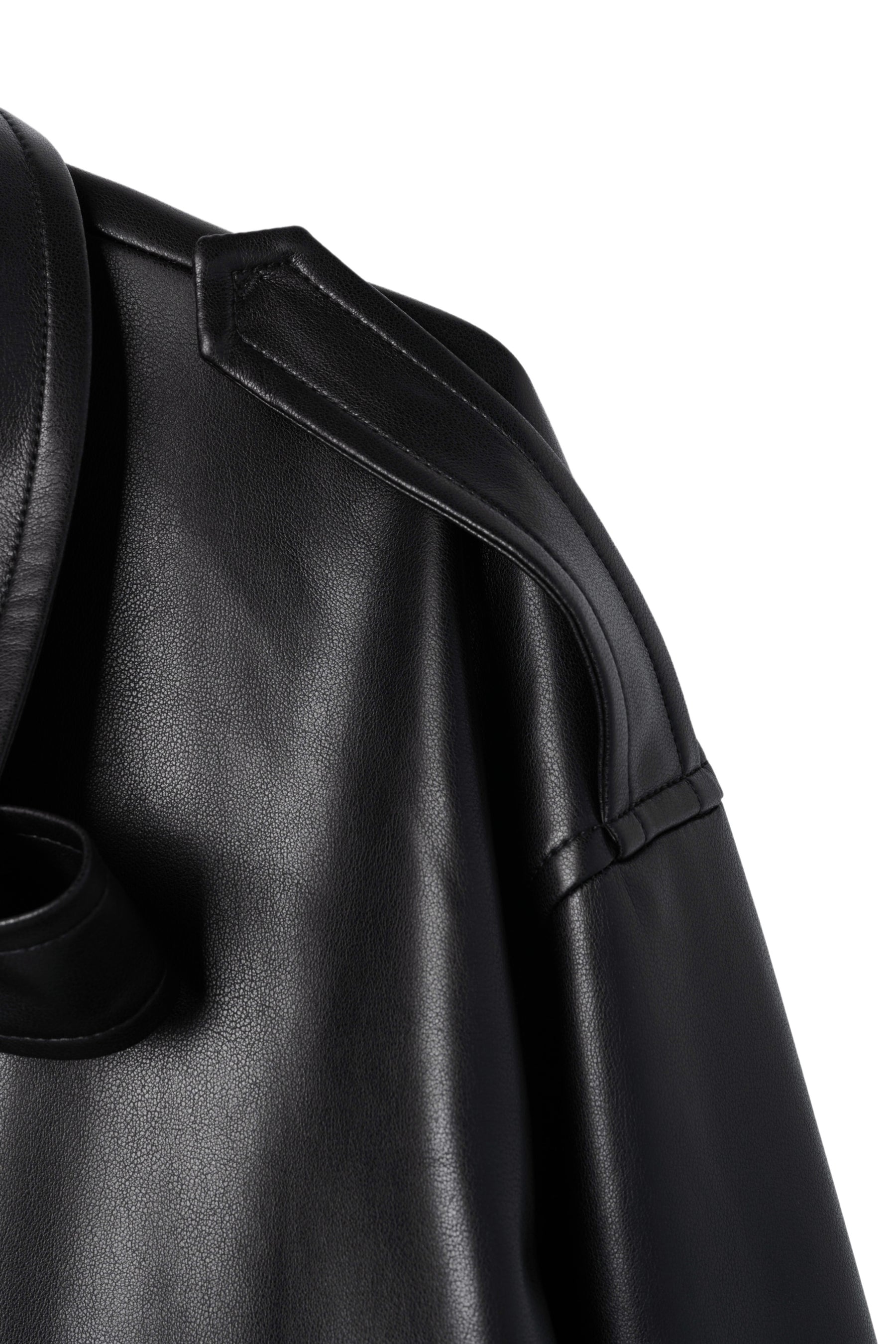 Ribbon-Tie Faux Leather Jacket