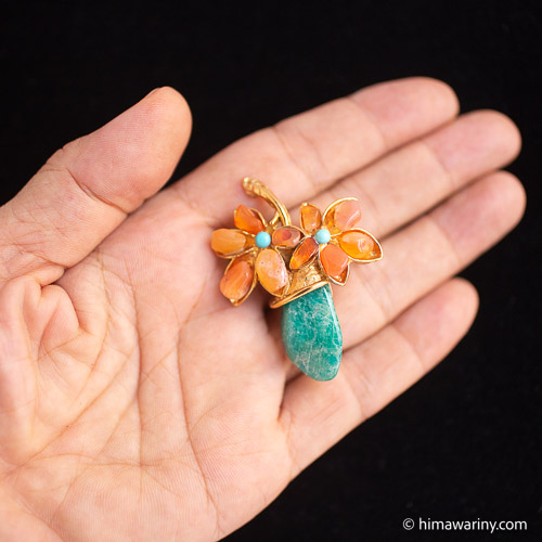 Swoboda スワボダ-天然石-フラワー・ドングリ・ブローチ【ヴィンテージ