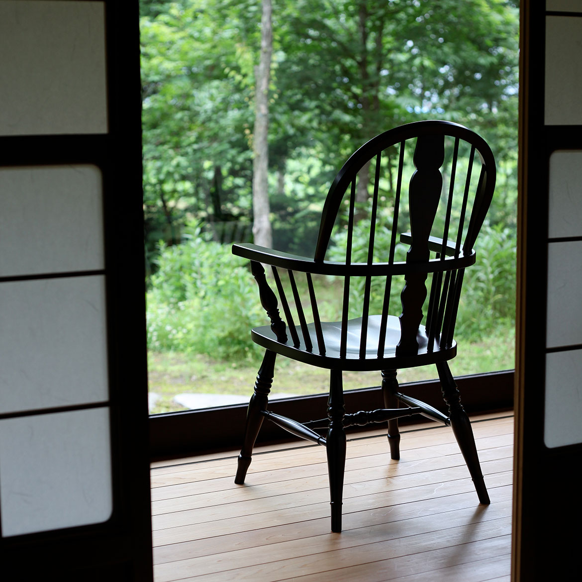 北海道民芸 アームチェア カバ 樺 無垢材 食卓椅子 肘掛け椅子 北海道