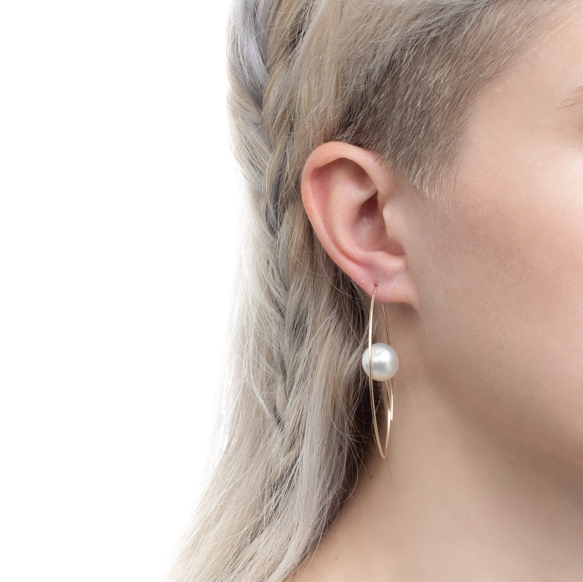 South Sea Pearl Floating Oval Earring Large size