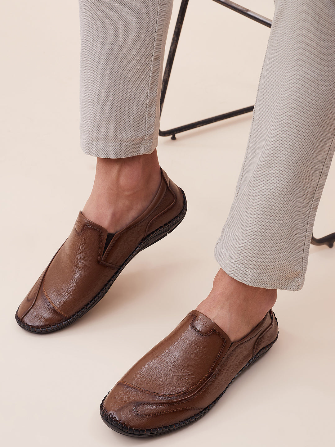 HITZ101 Men's Tan Leather Casual Slip-On Shoes – Hitz Shoes Online