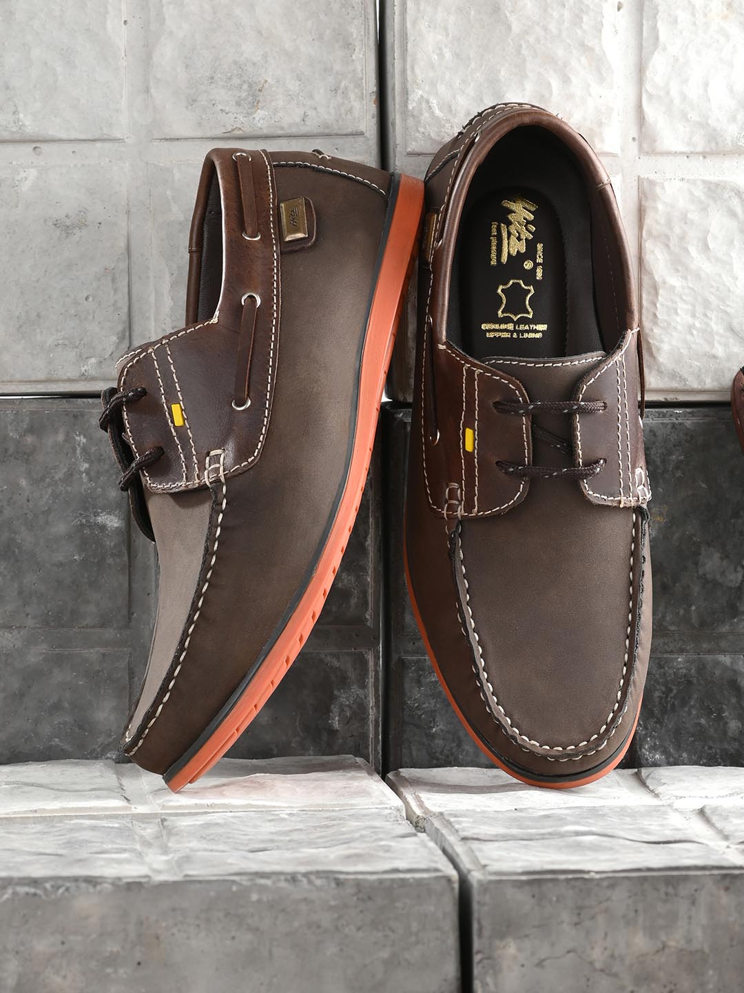 Hitz Men's Brown Leather Lace-up Boat Shoes – Hitz Shoes Online
