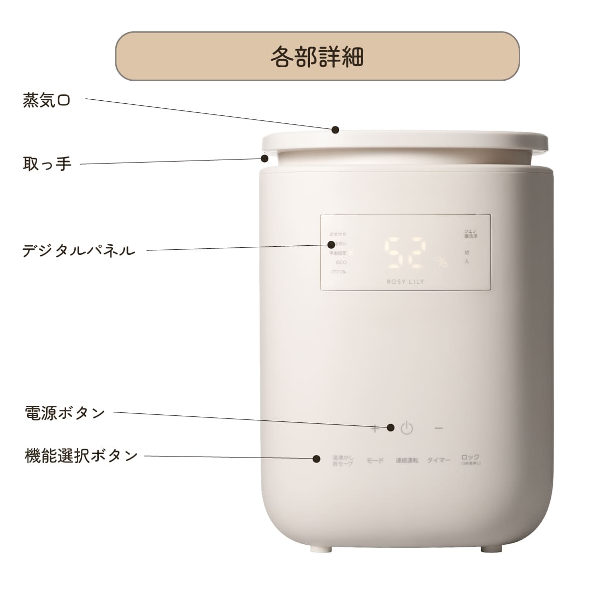 ROSY LILY スチーム加湿器 3L EH30PI 延長保証セット – ROSY LILY - HOME