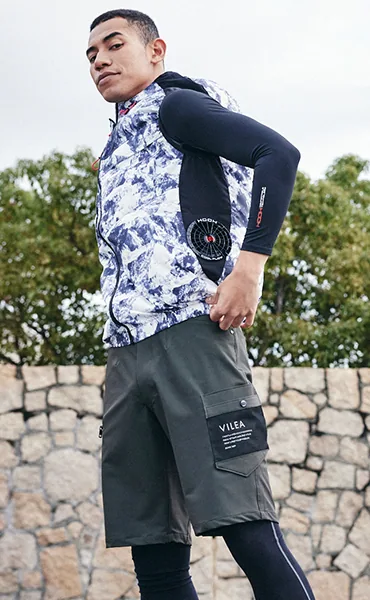 V8817 JIST8118適合 サイドファン半袖フードジャケット 静電気帯電防止