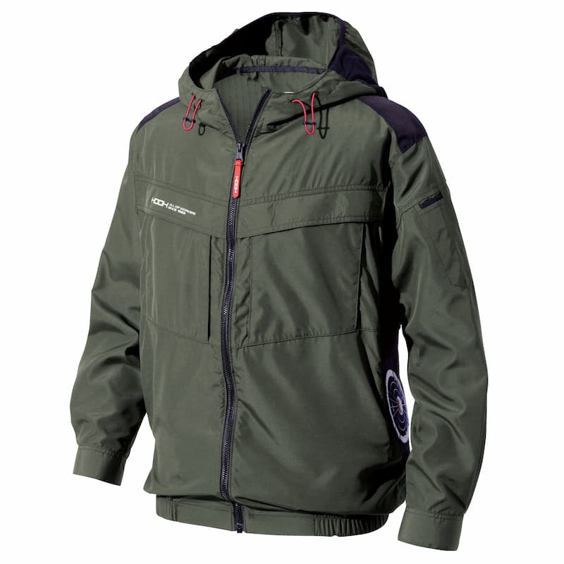 V8812サイドファン長袖フードジャケット 空調機能を取り入れたファン