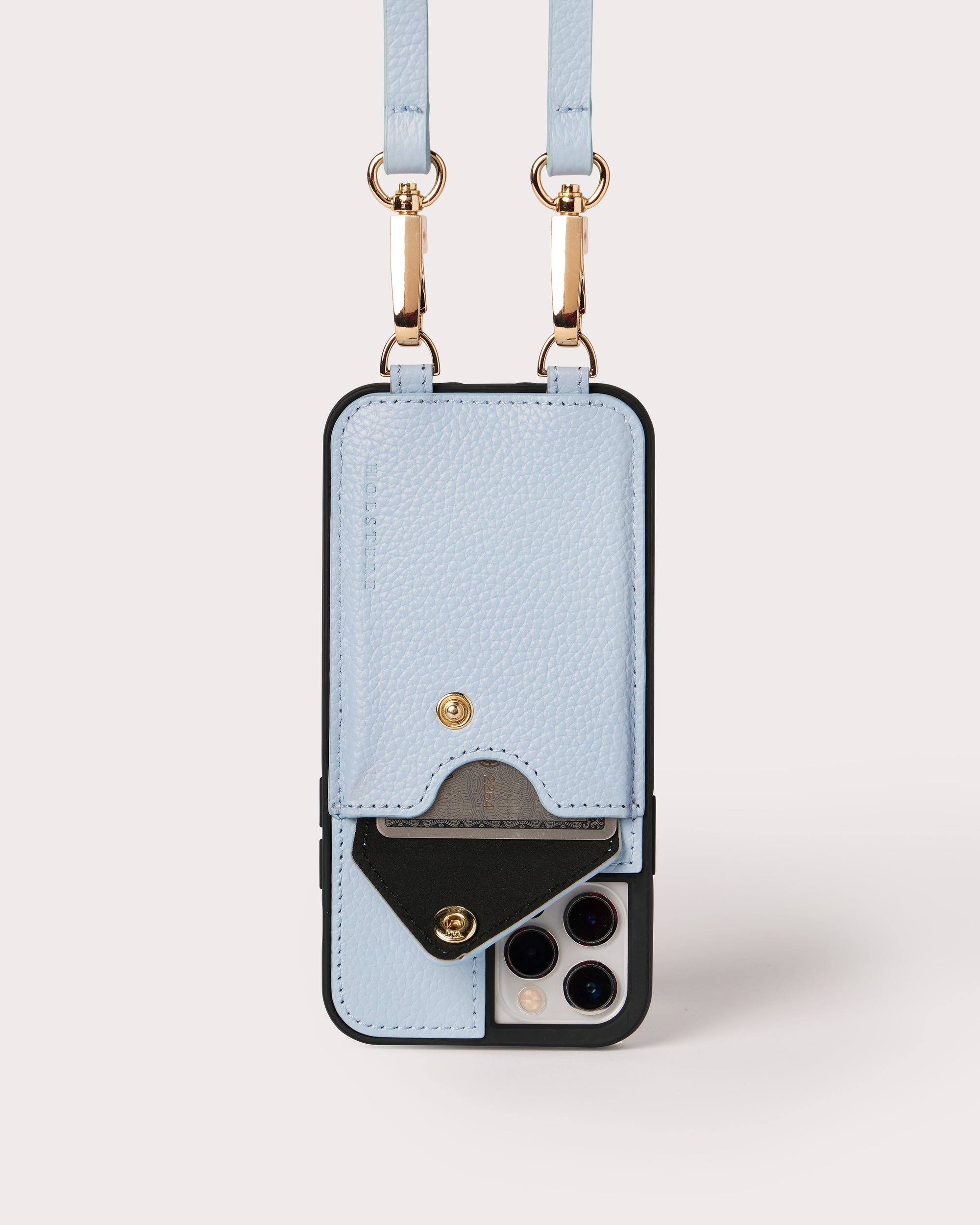 The Manhattan Azure | Genuine Pebbled Leather iPhone Case