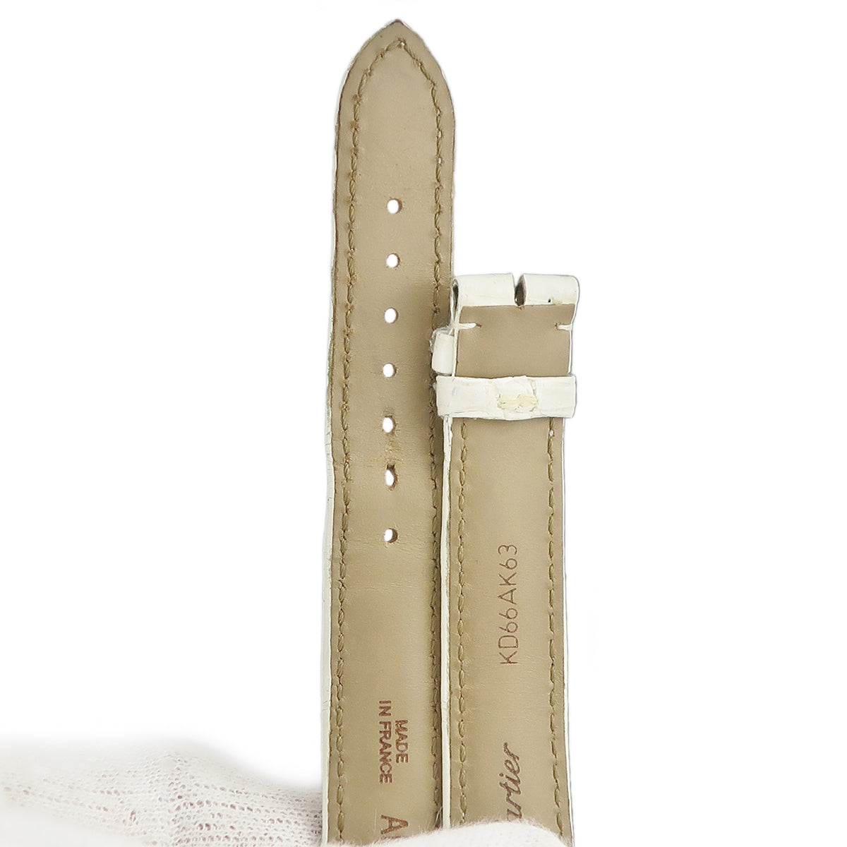 カルティエ Cartier パシャ用 クロコバンド オフホワイト クロコダイル