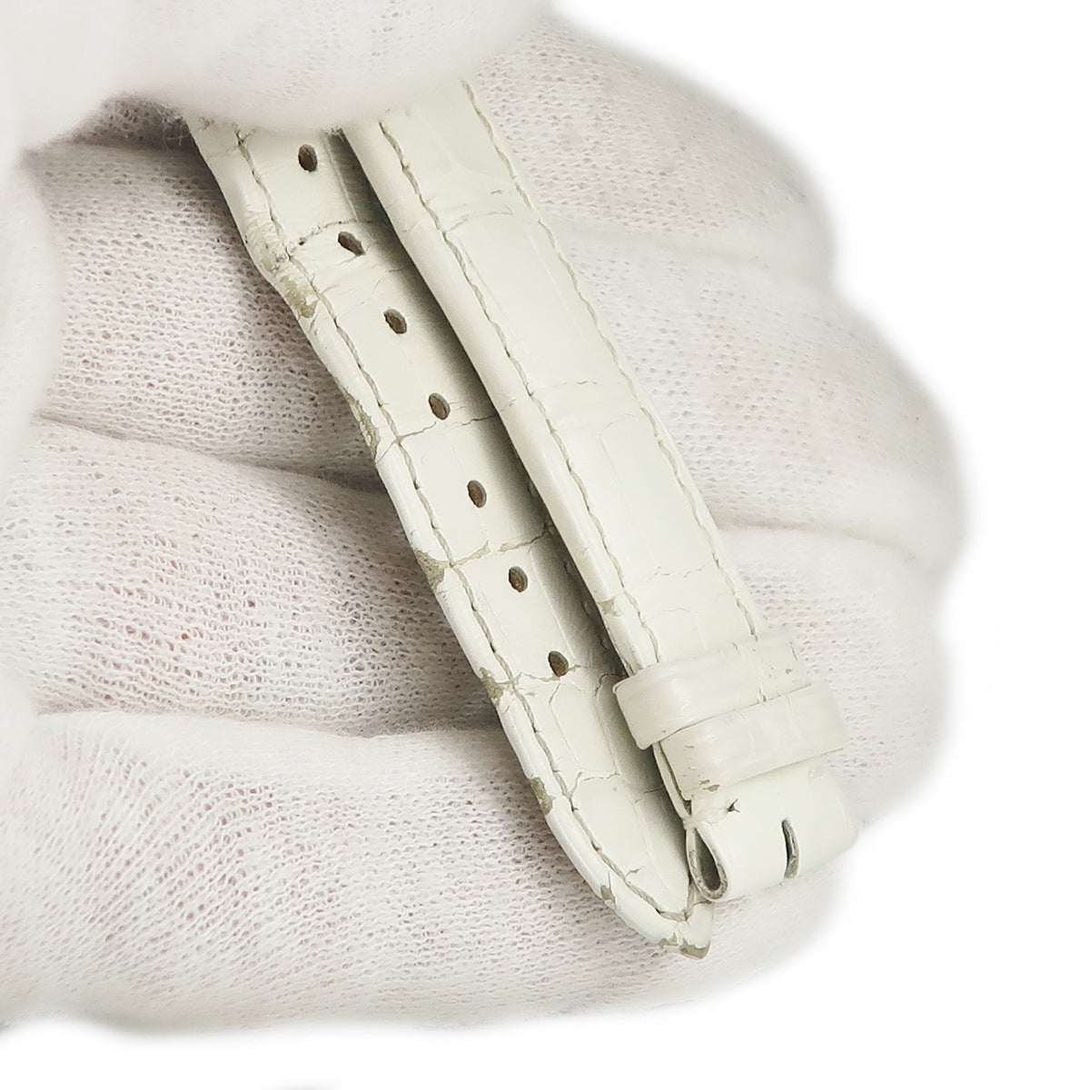 カルティエ Cartier パシャ用 クロコバンド オフホワイト クロコダイル