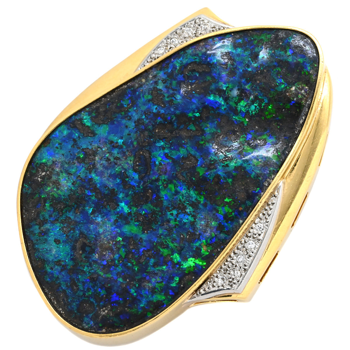 ノンブランド NON BRAND ボルダーオパール ブローチ ブルー×イエロー