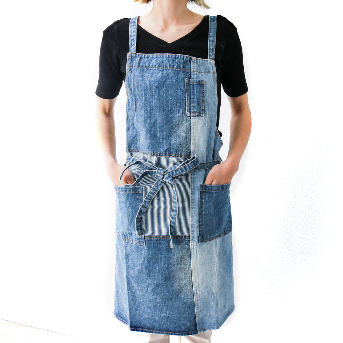 エプロン パッチワークデニムクロスエプロン – ハウジー