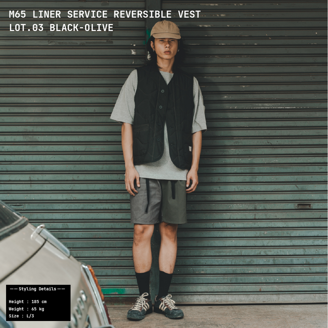 M65 Liner Service Reversible Vest LOT.03 Black-Olive — Hoya Fields