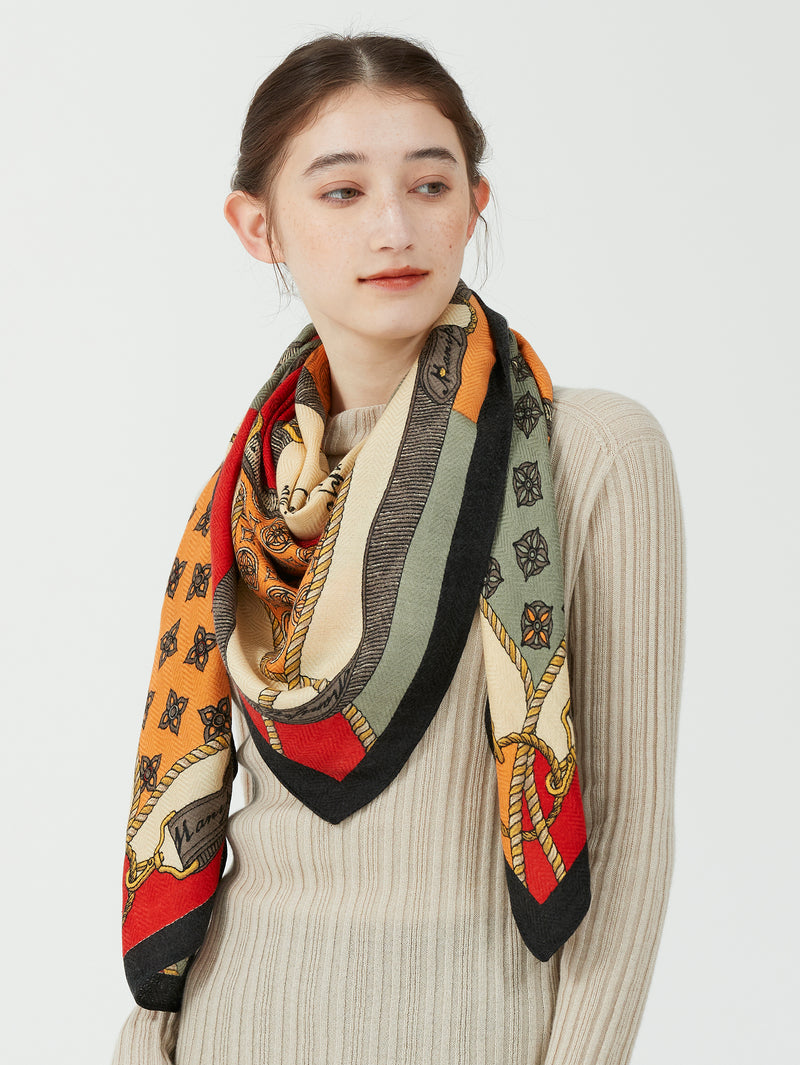 manipuri | ＜ウールシルクストールヘリンボーン織120＞クレストベルト