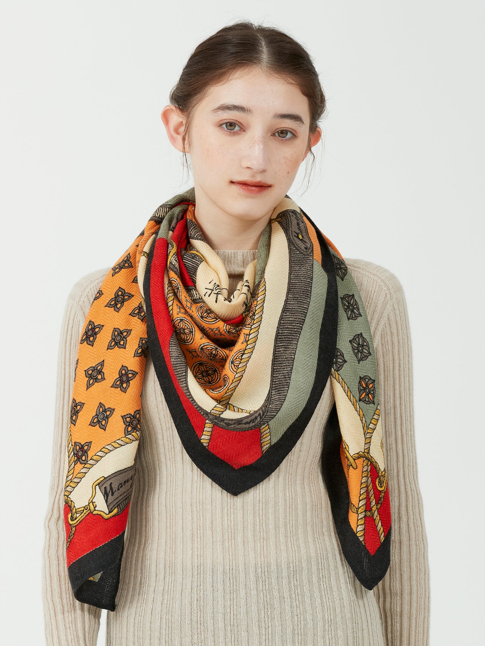 manipuri | ＜ウールシルクストールヘリンボーン織120＞クレストベルト