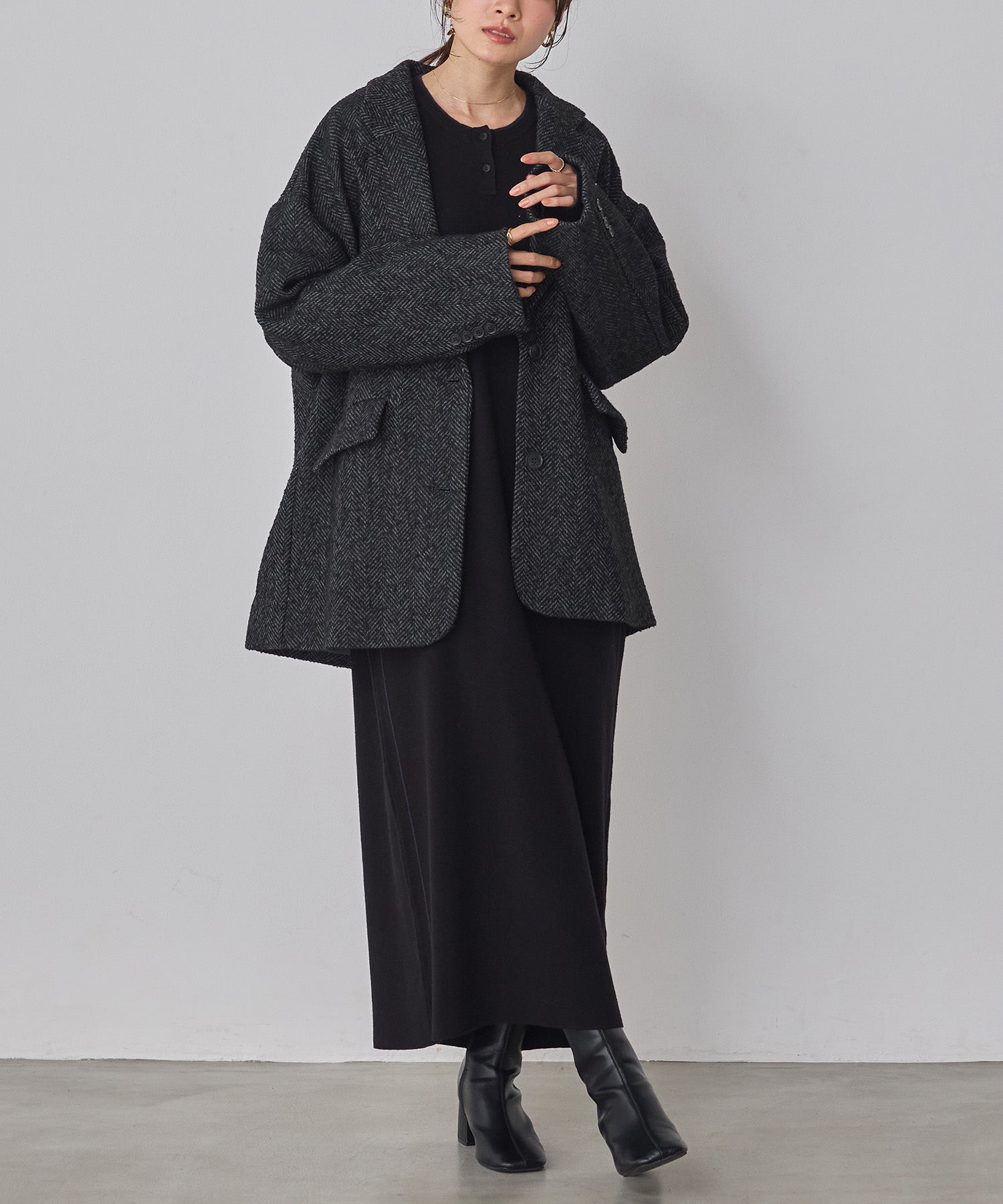 ヘリンボーン ジャケットコート
