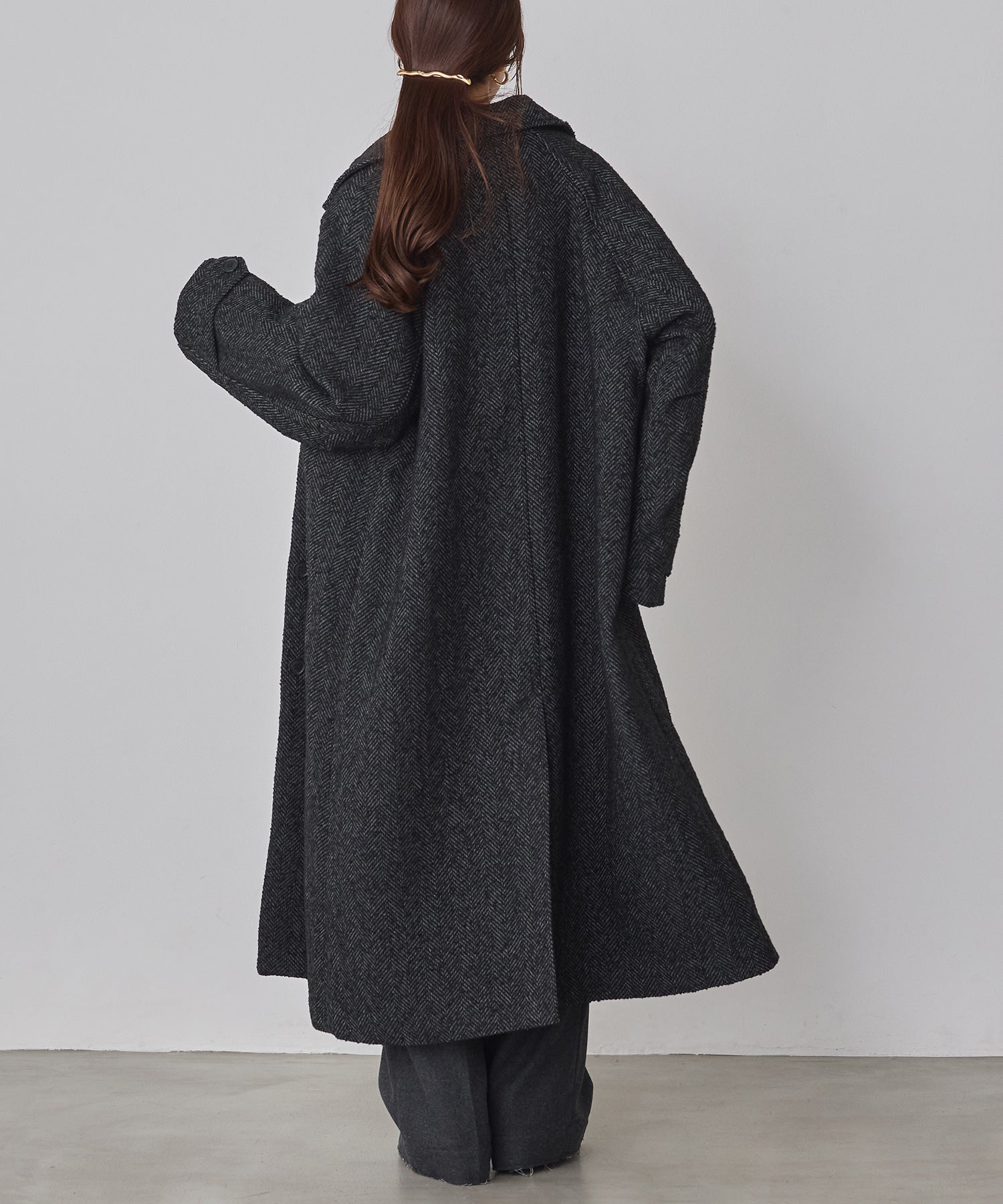 ヘリンボーン ステンカラーコート