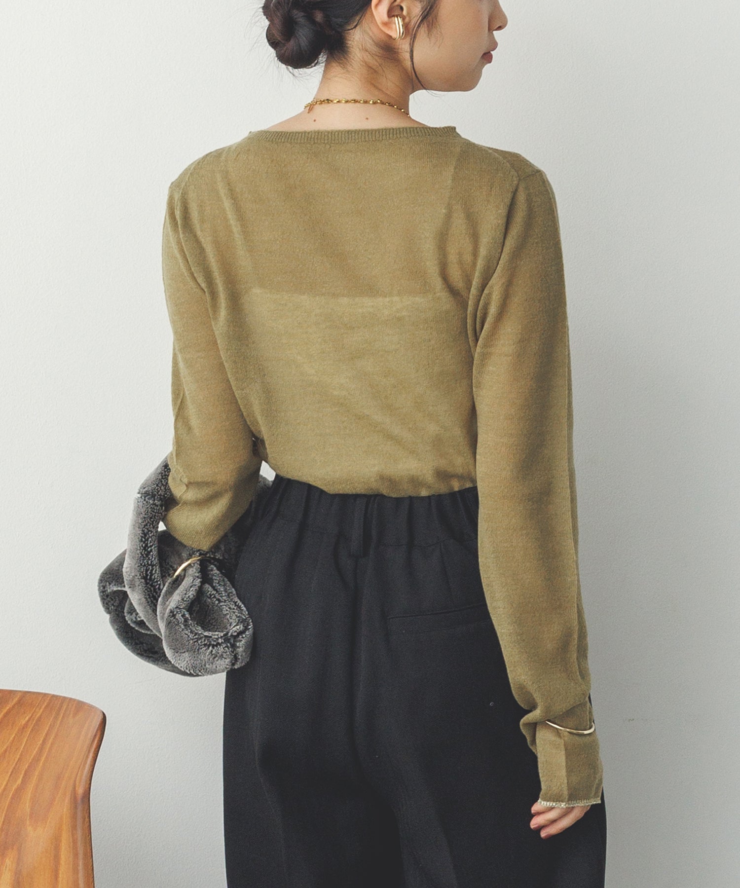 WEB限定/別注】ラメライン入り ウールミックスシアーニット