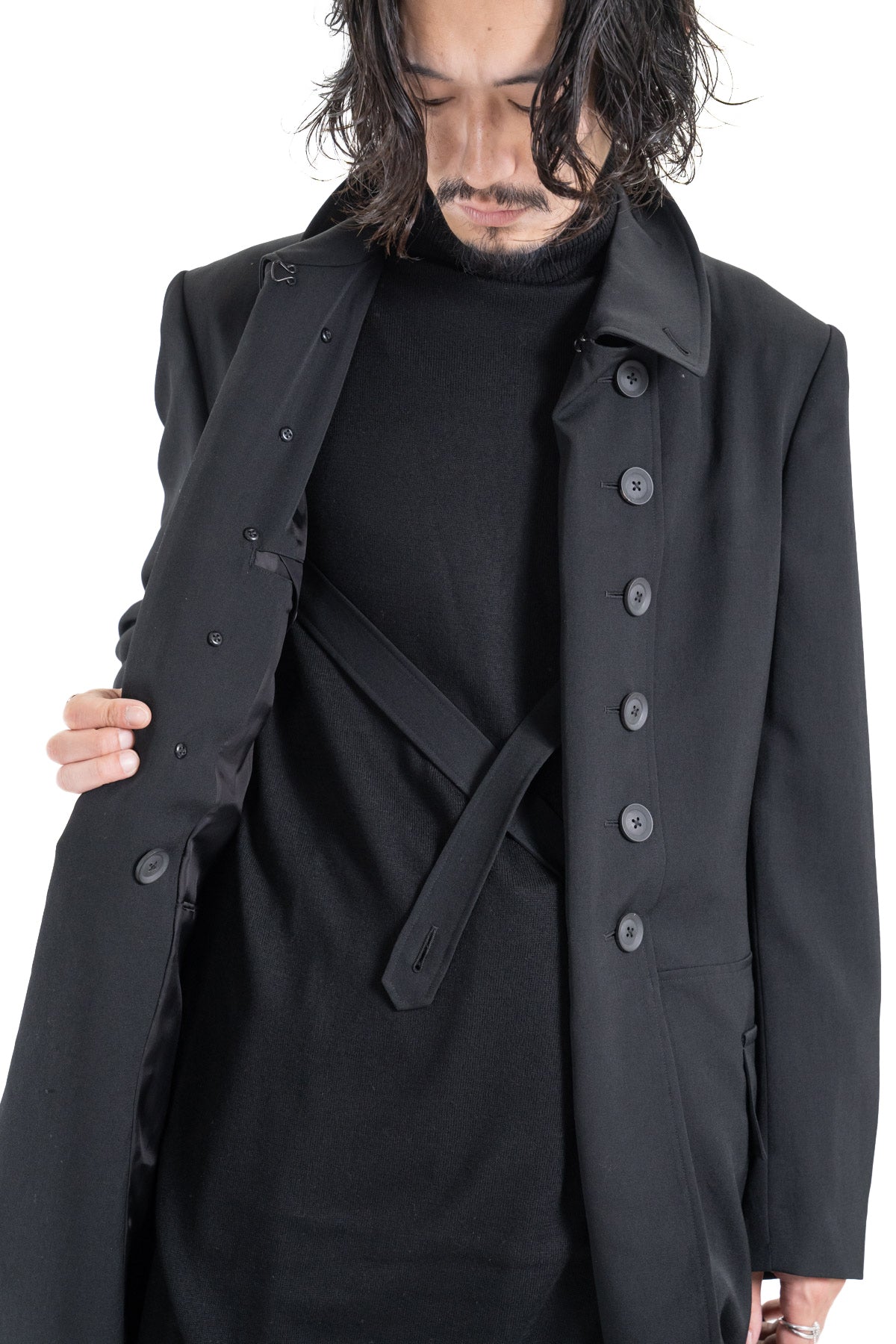 WOOL GABARDINE NAPOLEON LONG JACKET – HUES ONLINE