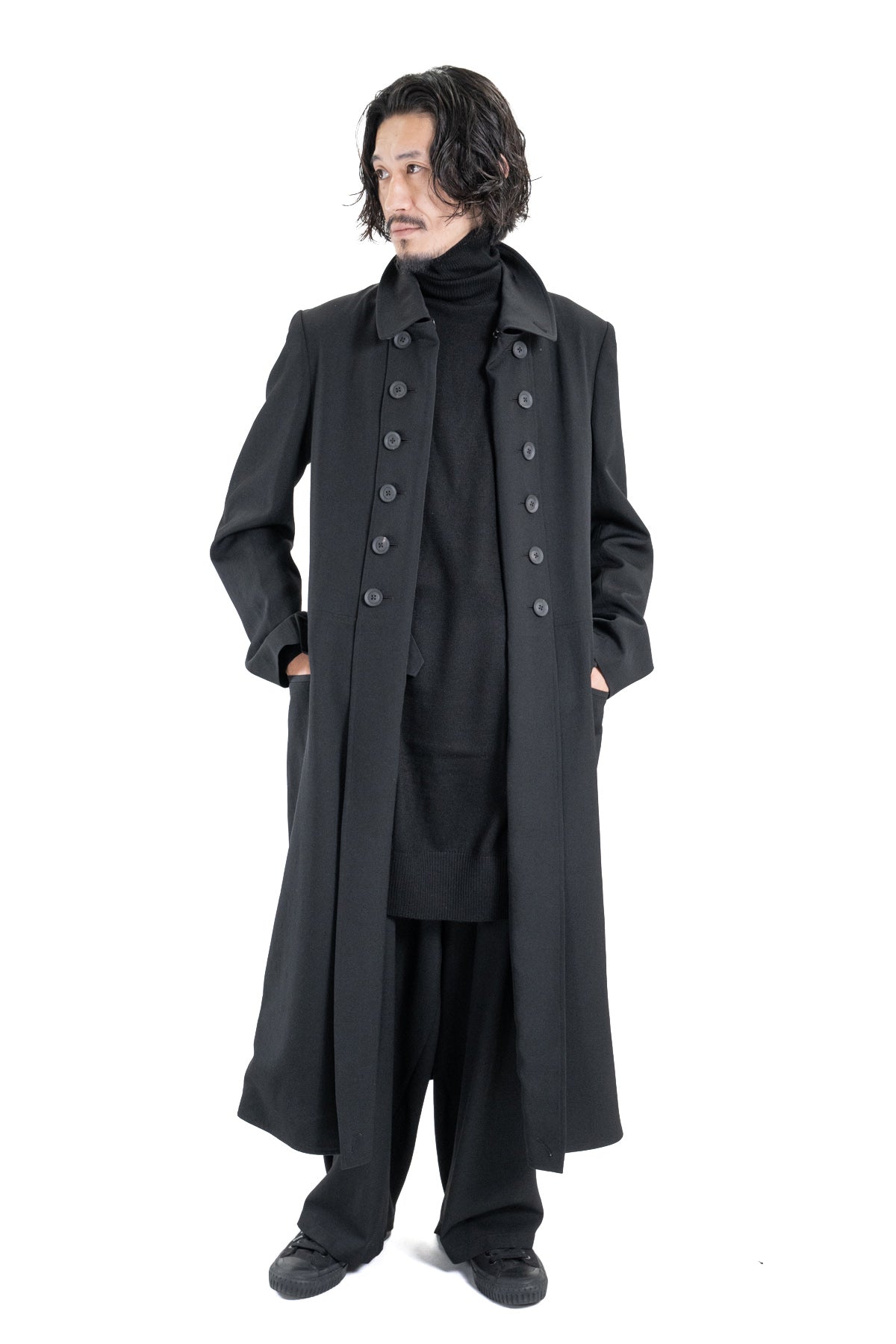 WOOL GABARDINE NAPOLEON LONG JACKET – HUES ONLINE