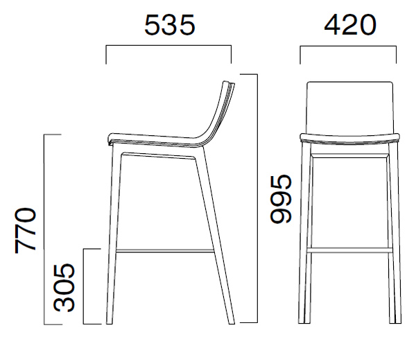 タストカウンターA 背裏ウッドパネル｜クレスのカウンターチェア