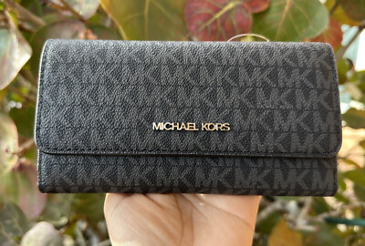 MICHAEL KORS JET SET TRAVEL LARGE TRIFOLD WALLET PVC LEATHER MK