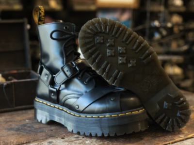 DR.MARTENS JADON HARNESS PARIS LEATHER BLACK PLATFORM MSRP$270