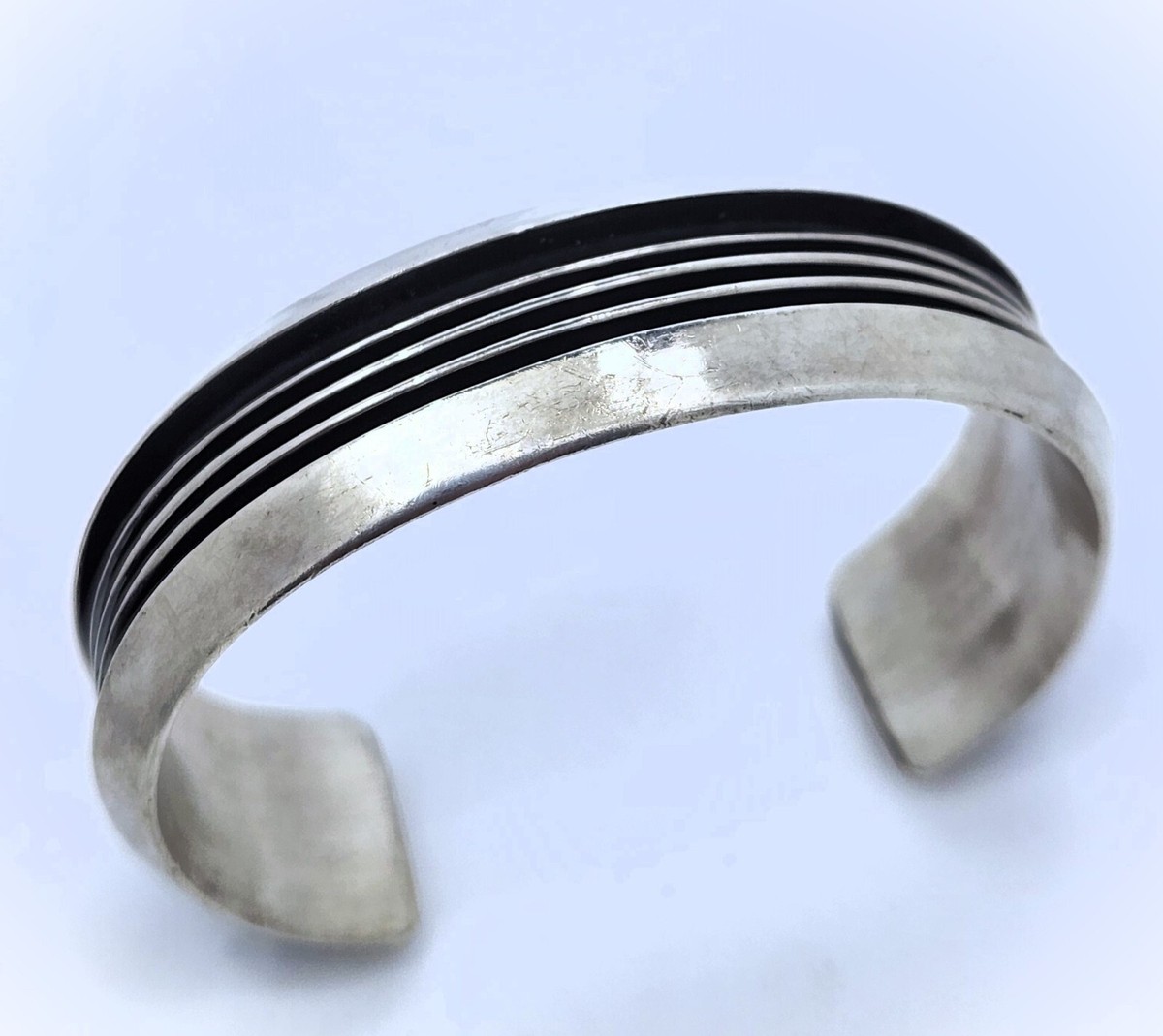 Handcrafted Tom Hawk Navajo Four Channel “RAIL” Sterling Silver