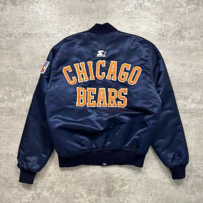 RARE SPELL OUT VTG 90s NFL CHICAGO BEARS STARTER SATIN JACKET